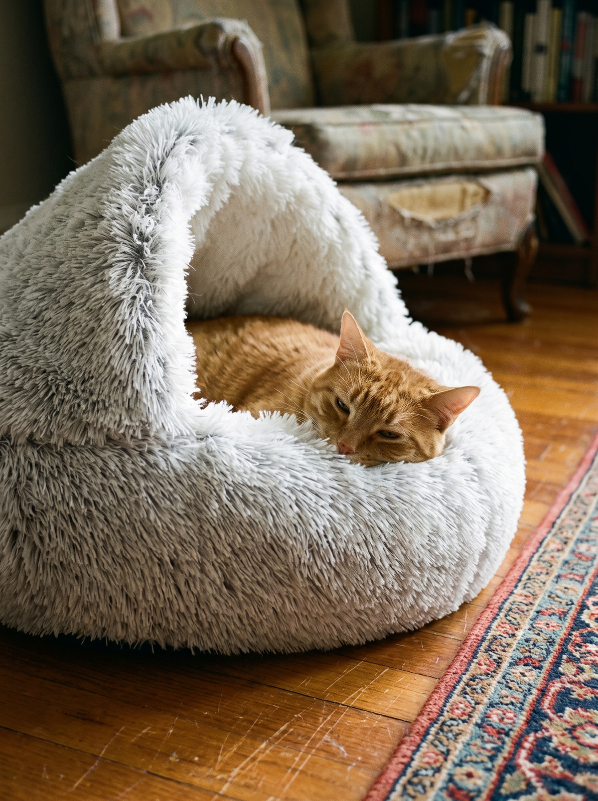 Close view of the raised rim and plush base of the Burrow bed